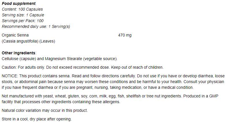 Senna Foglie 470 mg - 100 capsule