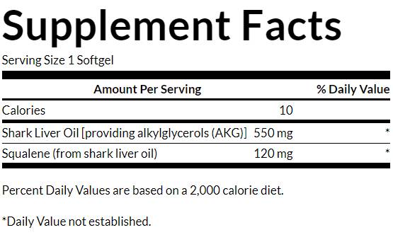Olio di fegato di squalo 550 mg 60 capsule di gel