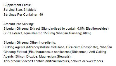Ginseng siberiano 1500 mg - 120 Compresse
