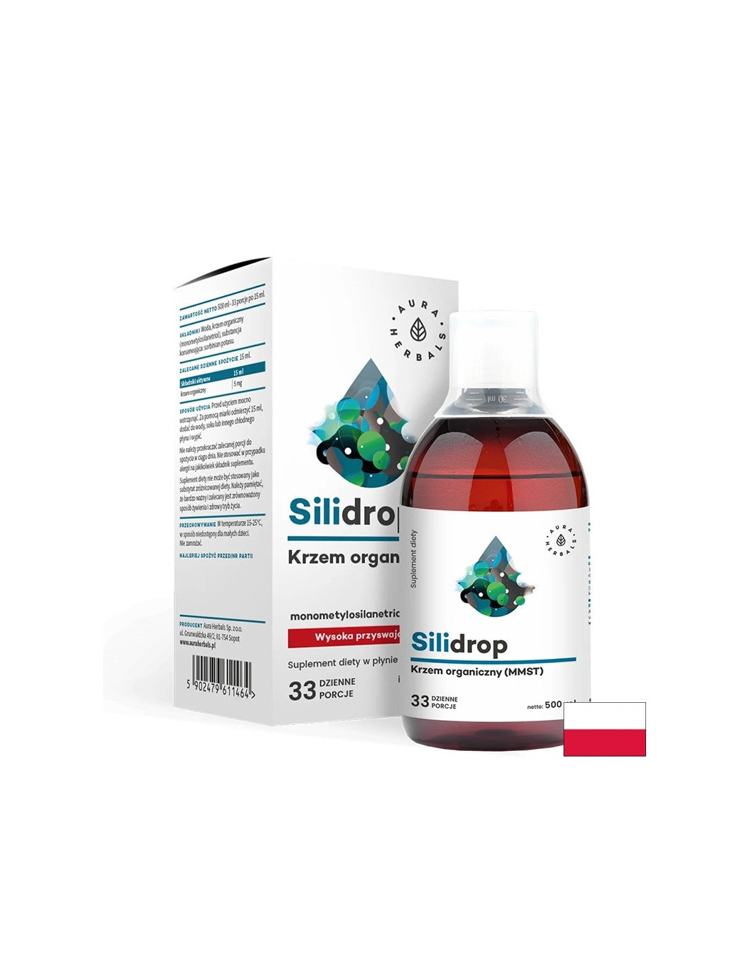 Cura dei capelli, della pelle e delle unghie - Silicio organico - Silidrop, 5 mg x 500 ml <tc>Aura Herbals</tc>
