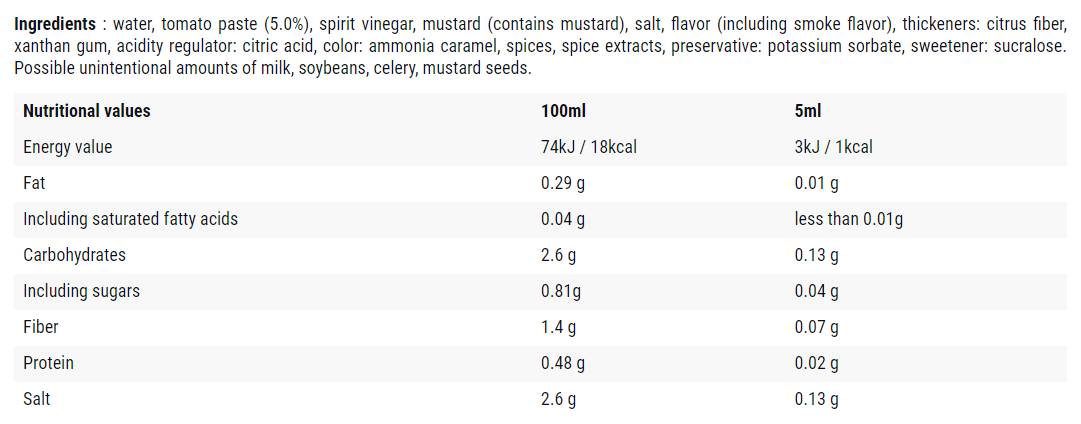 BBQ Affumicato/Salsa 0 Calorie - 500 ml