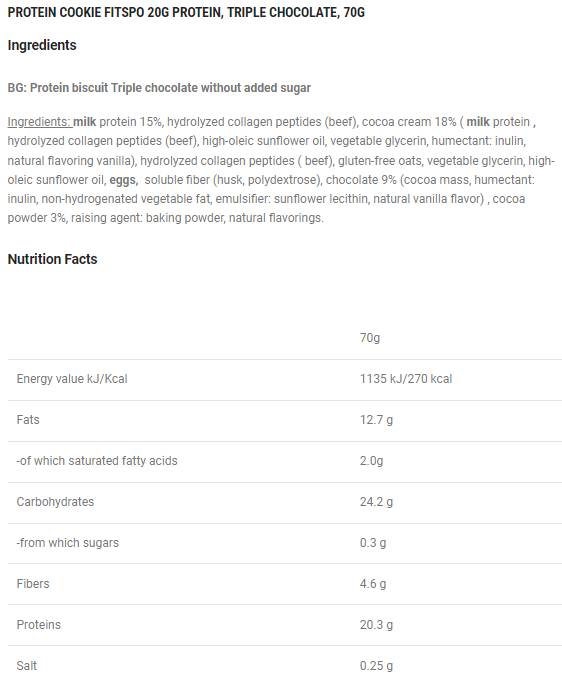 Biscotto proteico morbido | con 8 g di collagene & Senza zuccheri aggiunti -x 70 grammi