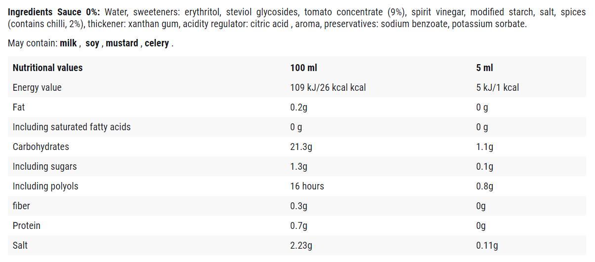 Ketchup Piccante/Salsa 0 Calorie - 500 ml
