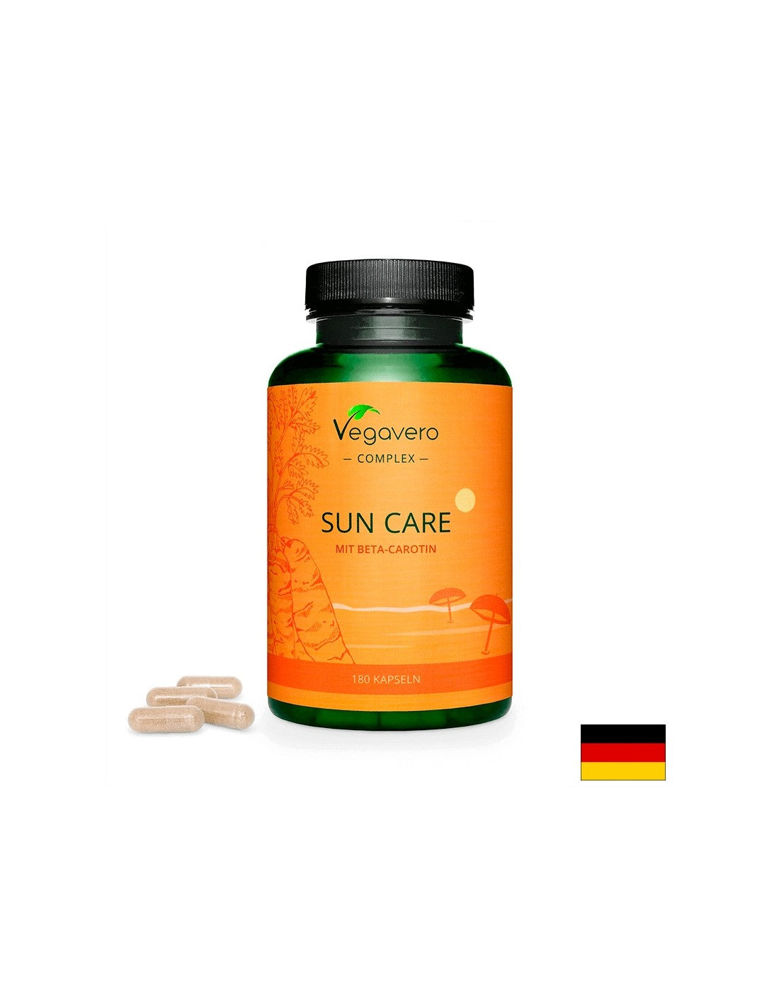 Sun Care Suntan Formula con Beta Carotene - Per una pelle vellutata, nutrita e sana, 180 capsule <tc>Vegavero</tc>