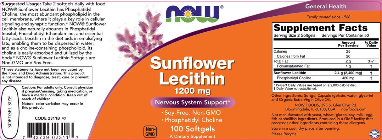 Lecitina di Girasole 1200 mg - 100 Capsule gel