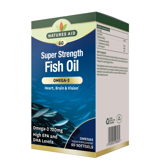 Olio di pesce concentrato (Super Strength Fish Oil) 1200mg 60 capsule molli NaturesAid