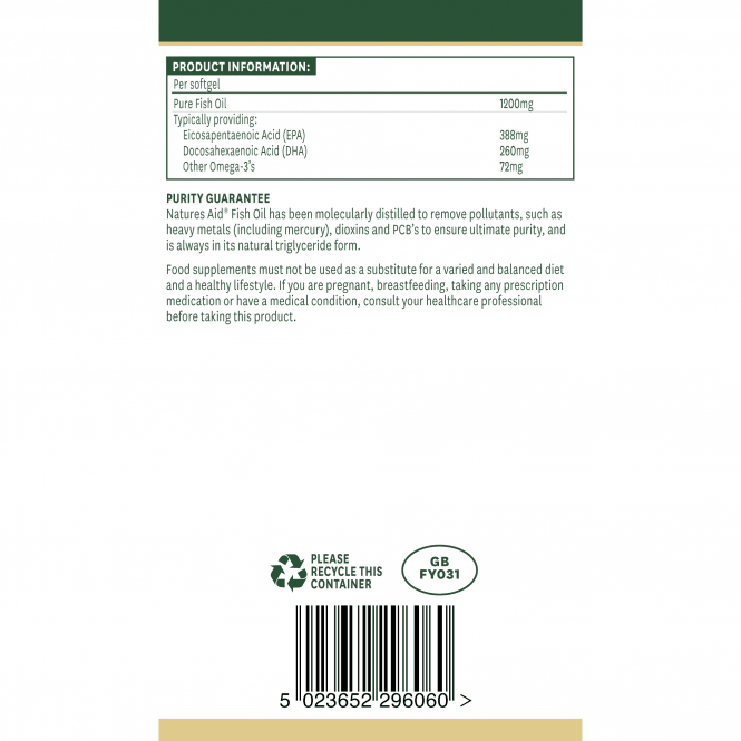 Olio di pesce concentrato (Super Strength Fish Oil) 1200mg 60 capsule molli NaturesAid
