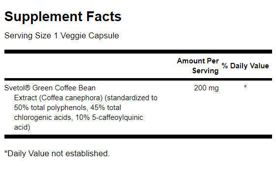 Estratto di chicchi di caffè verde Svetol 200 mg - 60 capsule