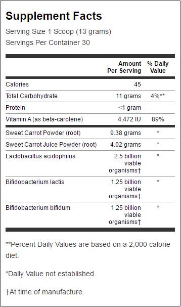 Succo Di Carota Dolce In Polvere Con Probiotici 402 grammi