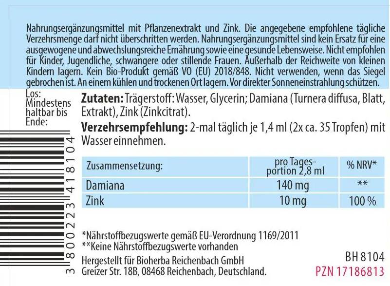 Tincture Damiana Leaves - 50 ml - Nutra Best Europe