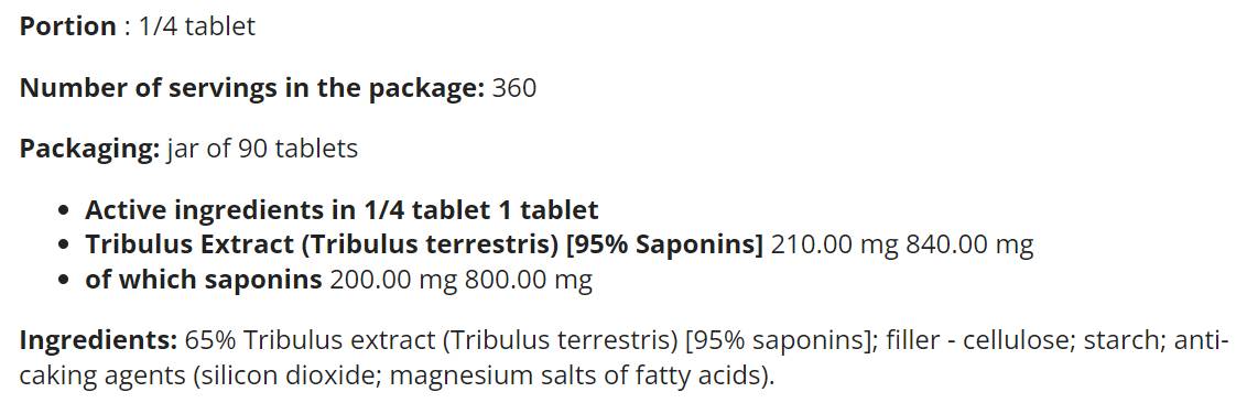 Tribulon Max - Tribulus Terrestris 95% - 90 Compresse