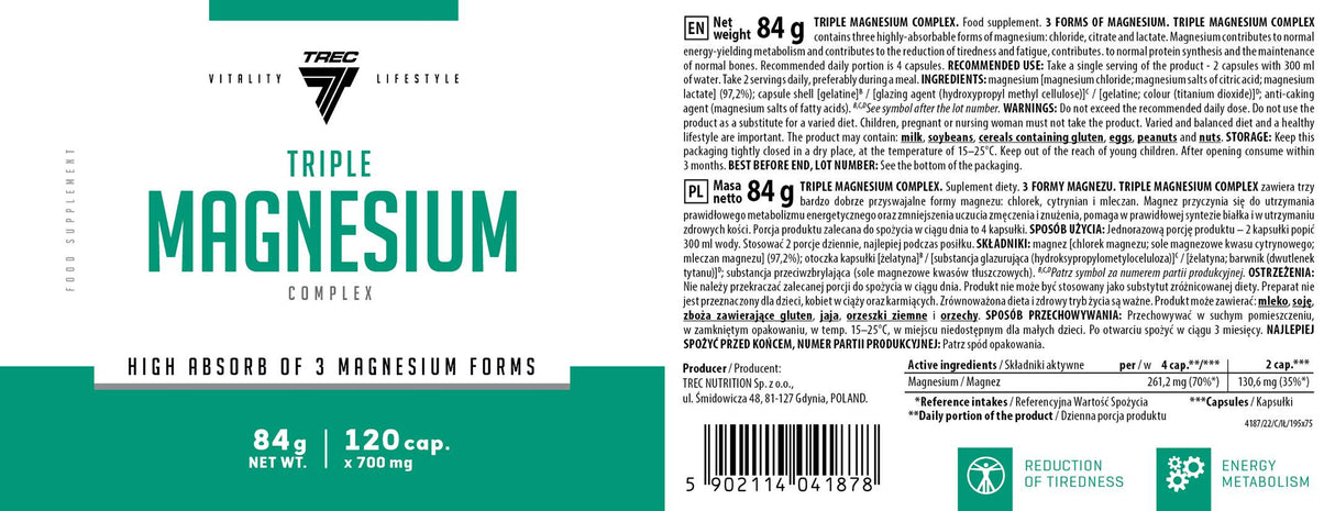Complesso di triplo magnesio - 120 capsule