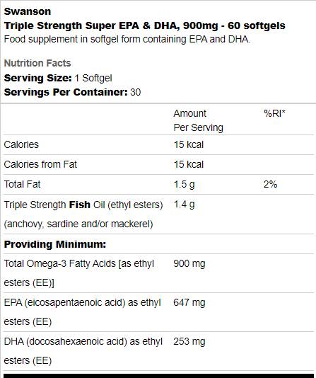 Super EPA e DHA a tripla potenza 900 mg 60 capsule molli