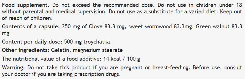 Troychatka 250 mg - 100 capsule