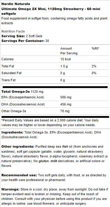 Ultimate Omega 2X Mini 1120 mg - 60 capsule di gel masticabili