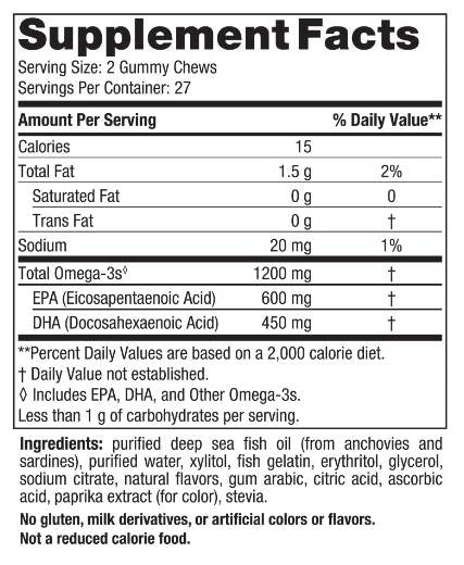 Ultimate Omega Gummy Chews 1200 mg - 54 caramelle gommose