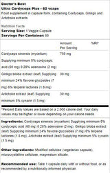 Ultra Cordyceps Plus | Con carciofo & Ginkgo Biloba - 60 capsule