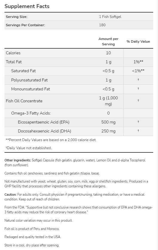 UltraOmega 3 | Softgel di gelatina di pesce - 180 Softgel