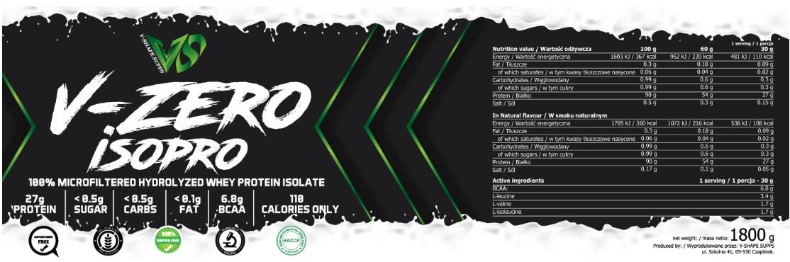V-Zero Iso Pro | Proteine ​​isolate del siero di latte - 1800 grammi