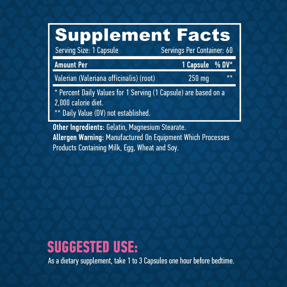 Valeriana 250 mg. /60 capsule.