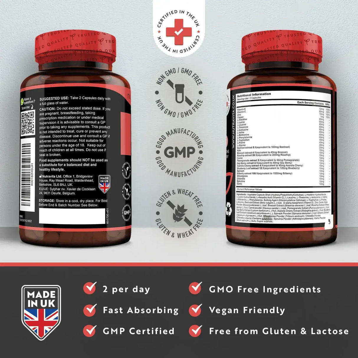 Complesso di formazione di collagene vegano 180 capsule vegetali. <tc>Nutravita</tc>