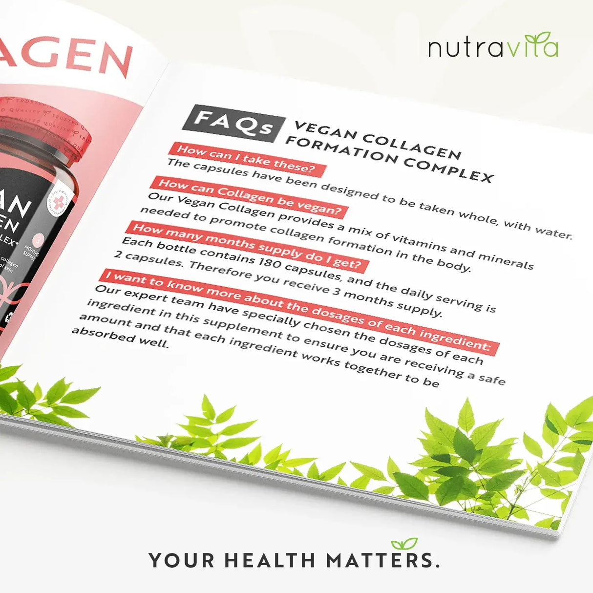 Complesso di formazione di collagene vegano 180 capsule vegetali. <tc>Nutravita</tc>
