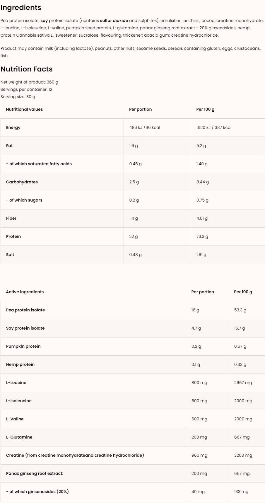 Muscolo vegano | con Creatina, BCAA e Ginseng 360 grammi