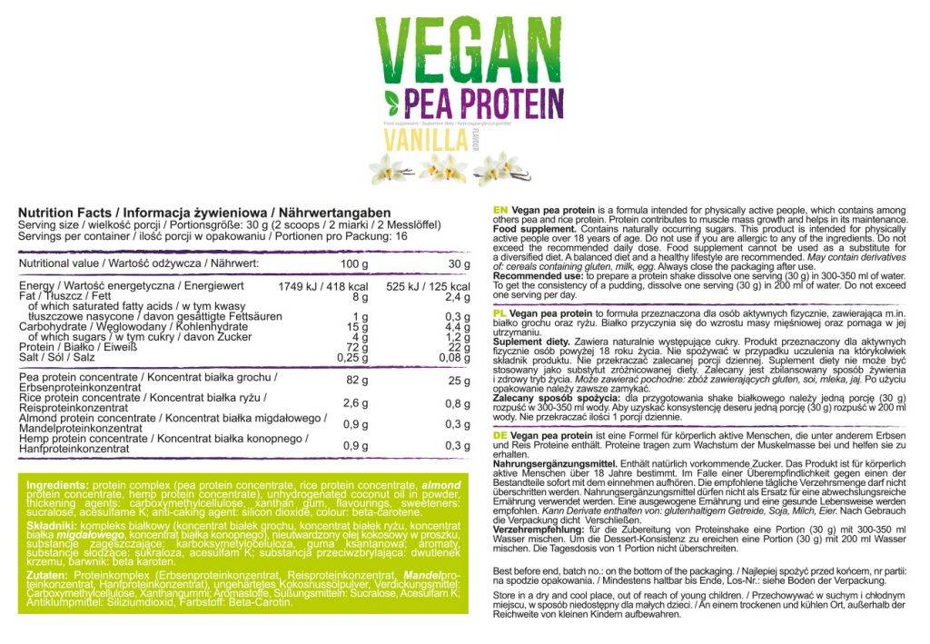 Proteine ​​Vegane Dei Piselli - 500 grammi