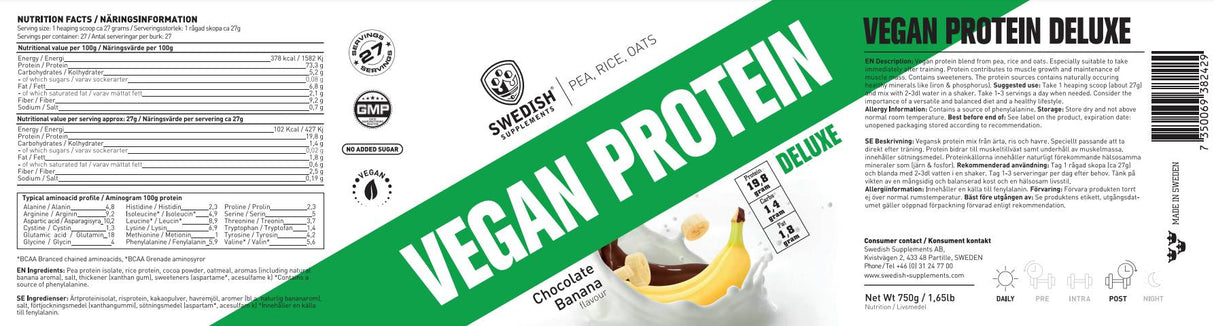 Proteine ​​Vegane Deluxe | di Piselli, Riso e Avena - 750 grammi