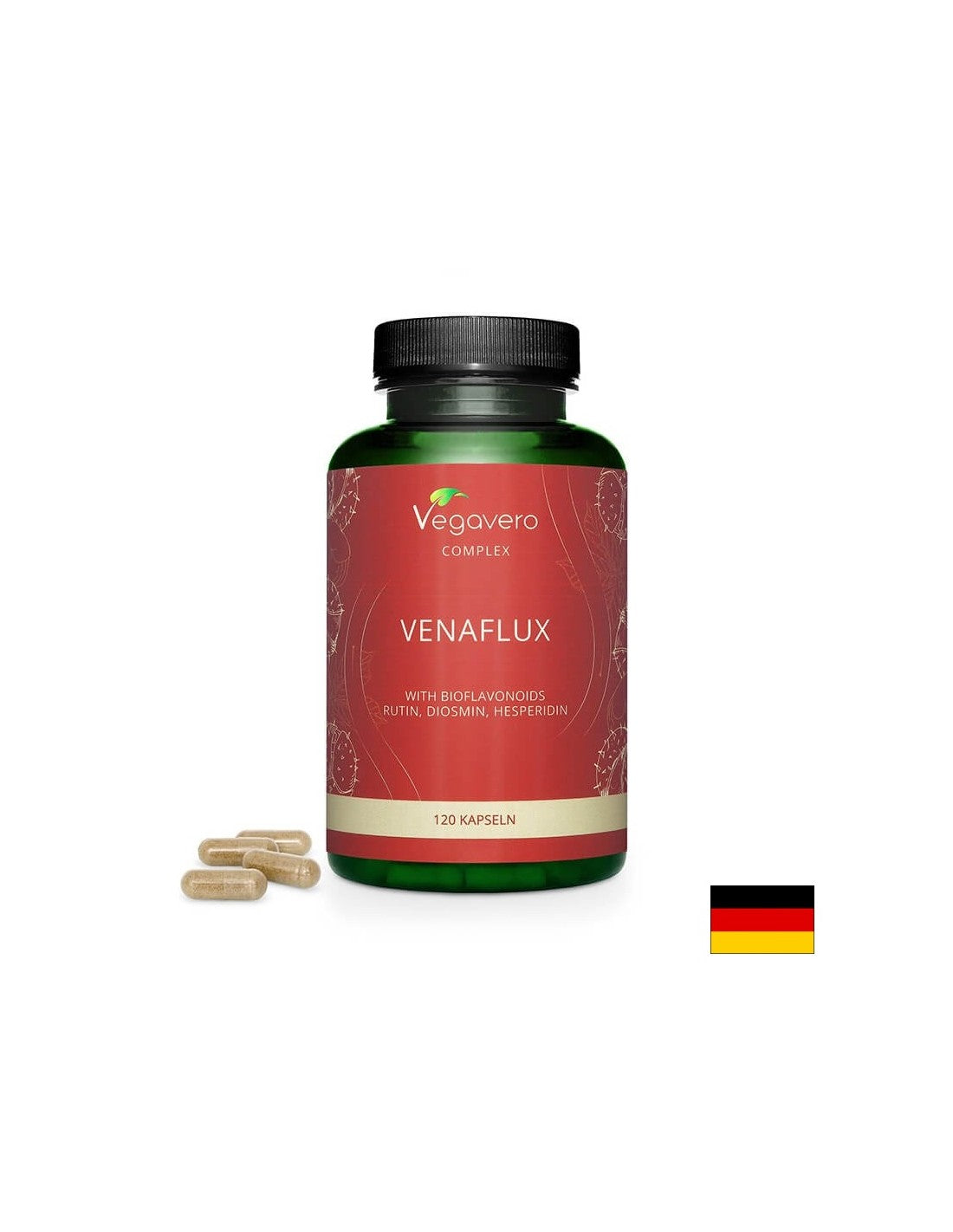 Venaflux Complex - Formula a base di erbe contro vene varicose ed emorroidi, 120 capsule <tc>Vegavero</tc>
