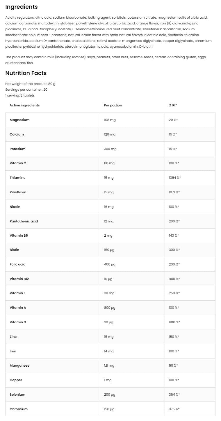 VitaeMinerali | Vitamine e Minerali Effervescenti 20 compresse solubili