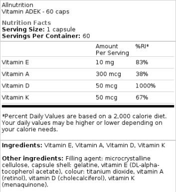 Vitamina ADEK/Vitamina A, D, E, K 60 capsule