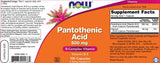 Vitamina B-5/Acido Pantotenico 500 mg - 100 capsule
