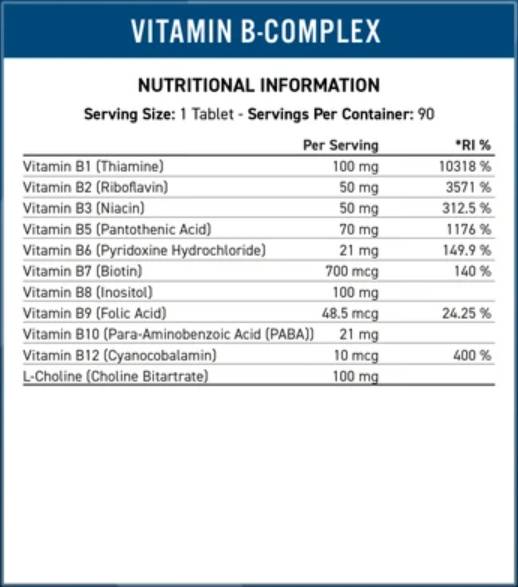 Vitalità del complesso vitamina B - 90 compresse