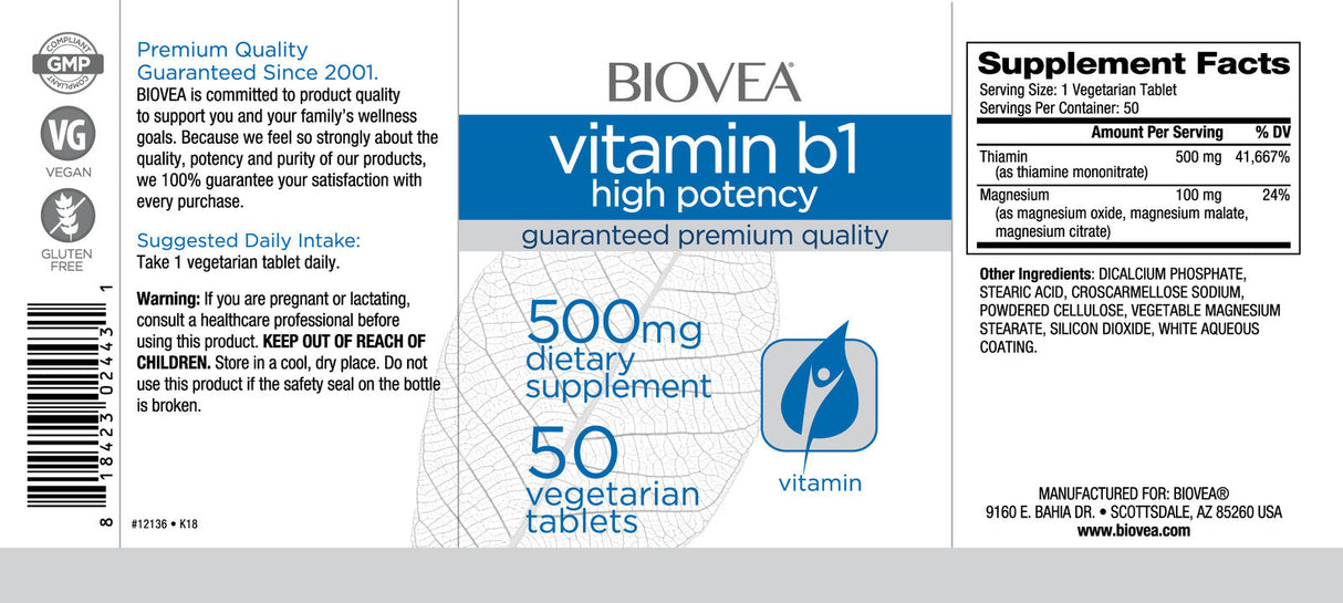 Vitamina B1 (alta potenza) 500 mg/50 compresse