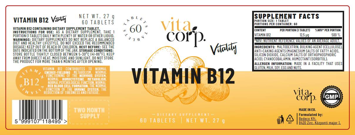 Vitamina B12 Cianocobalamina 12,5 mcg - 60 Compresse