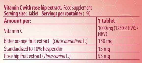 Vitamina C 1000/con rosa canina e arancia amara - 90 Compresse