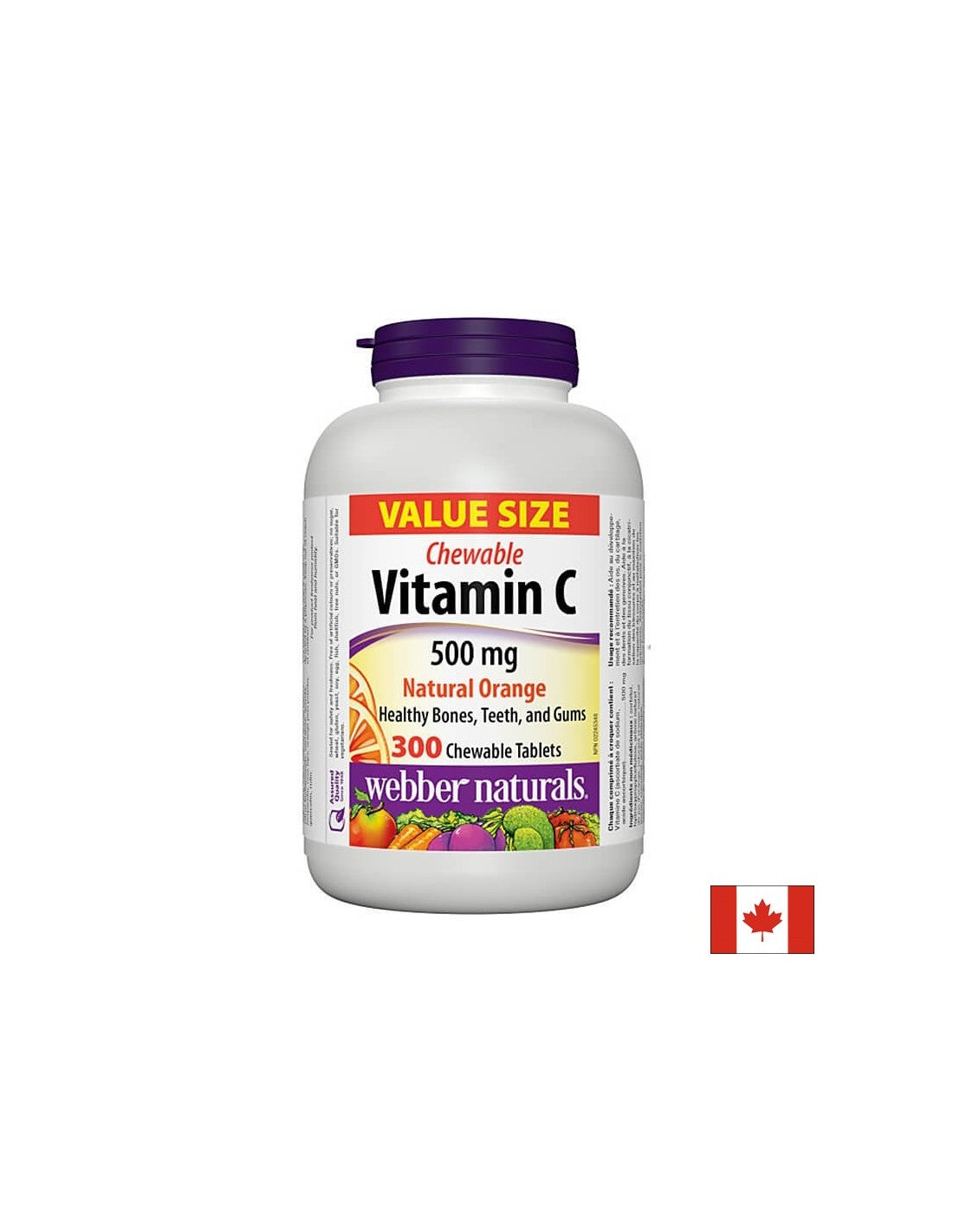 Vitamina C 500 mg masticabile - Vitamina C 500 mg, 300 compresse masticabili <tc>Webber Naturals</tc>