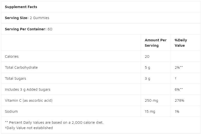 Vitamina C | Caramelle gommose masticabili - 120 caramelle gommose