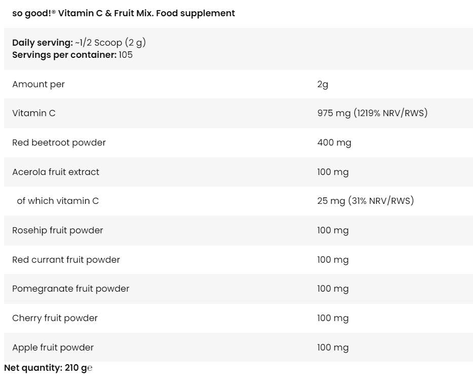 Vitamina C & Mix di frutta | Serie So Good! - 210 grammi