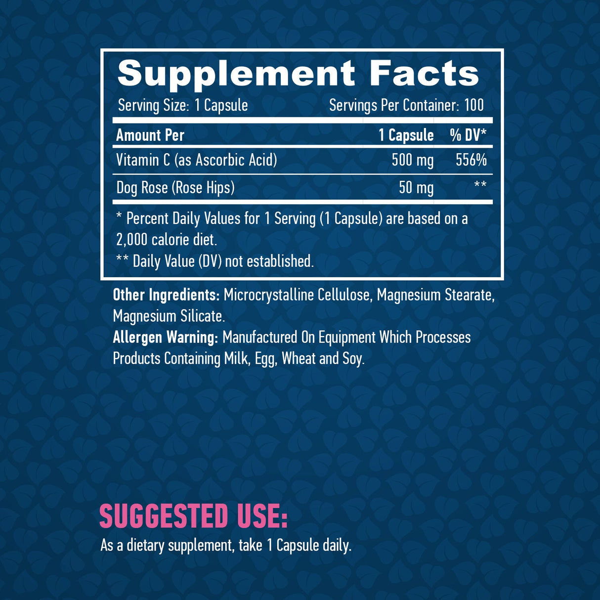 Vitamina C con rosa canina 500 mg/100 capsule.