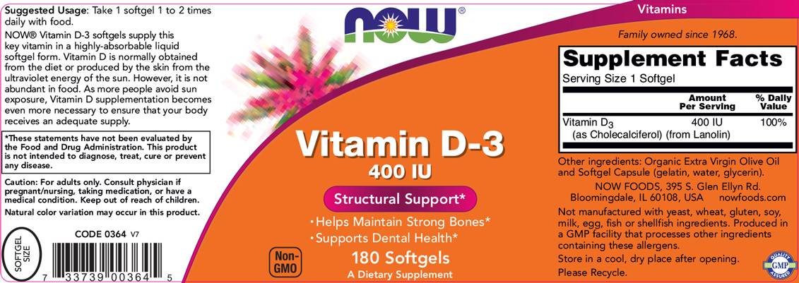 Vitamina D-3 400 UI - 180 capsule gel