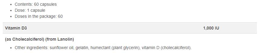 Vitamina D3 1000 UI 60 Capsule gel