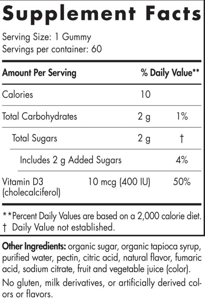 Caramelle gommose alla vitamina D3 per bambini 400 UI - 120 caramelle gommose