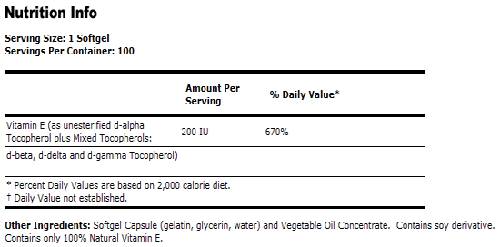 Vitamina E-200 UI D-alfa tocoferoli - 100 capsule di gel