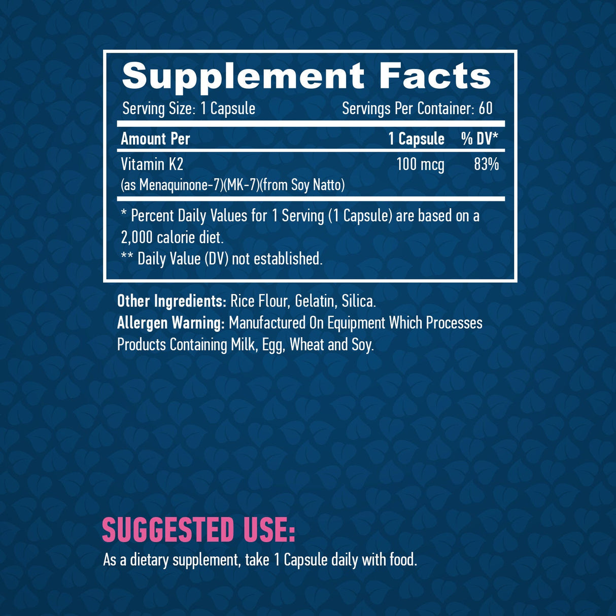 Vitamina K2-Mk7 100 mcg/60 capsule