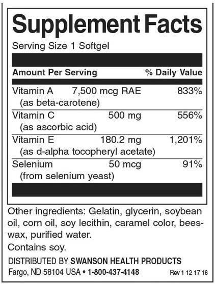 Vitamine A, C, E & Selenio - 60 capsule di gel