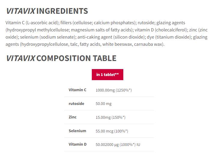 Cura immunitaria Vitavix | con Vitamina C, Zinco, Selenio, Vitamina D - 60 Compresse