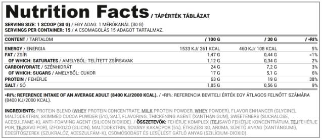 Base di siero di latte | Concentrato di proteine ​​del siero di latte + proteine ​​del latte - 450 grammi
