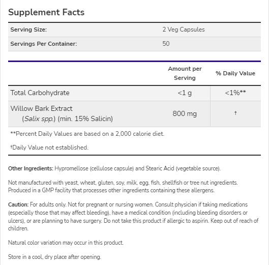 Estratto di corteccia di salice 400 mg - 100 capsule